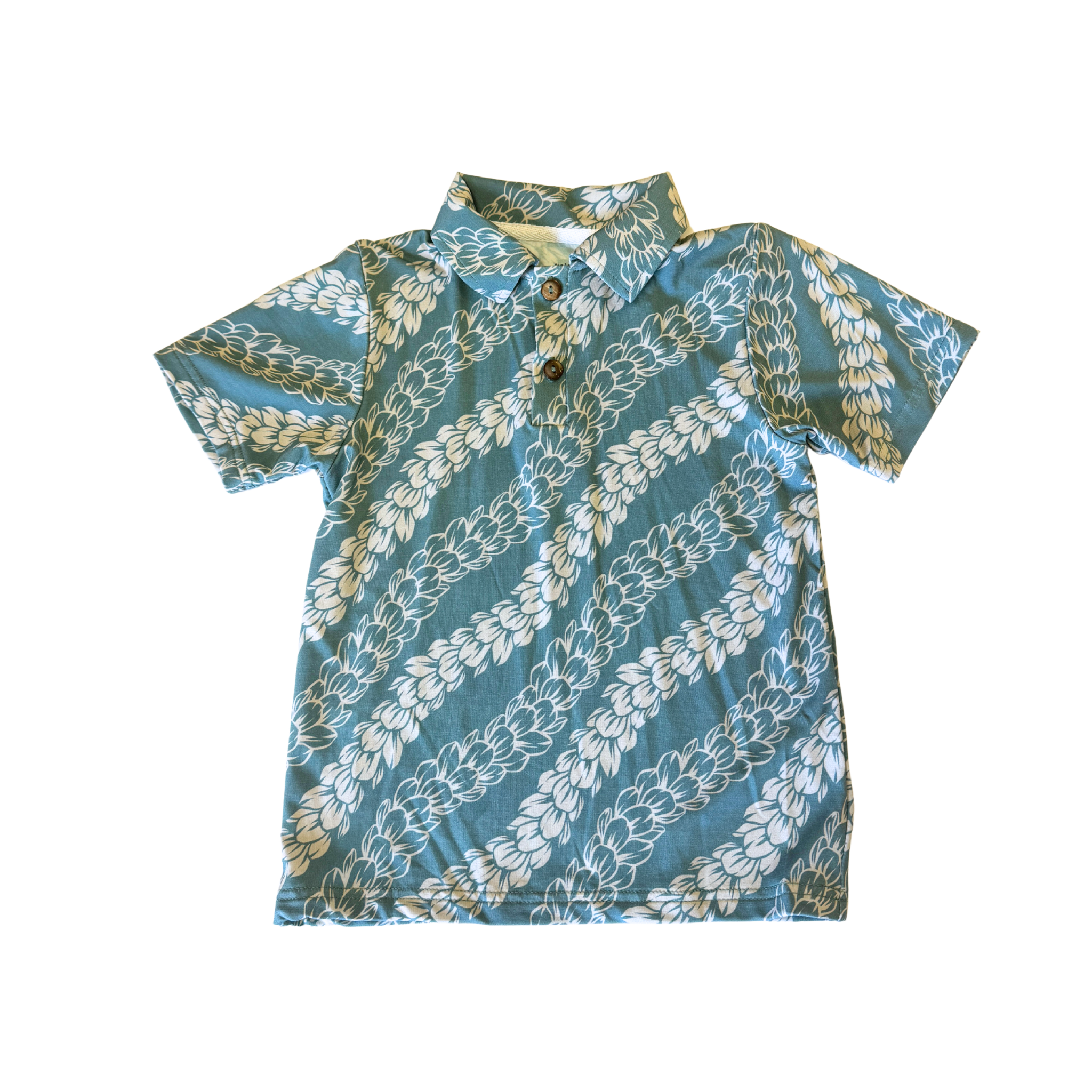 Blue Pakalana Strands Bamboo Kalei Athletic Polo