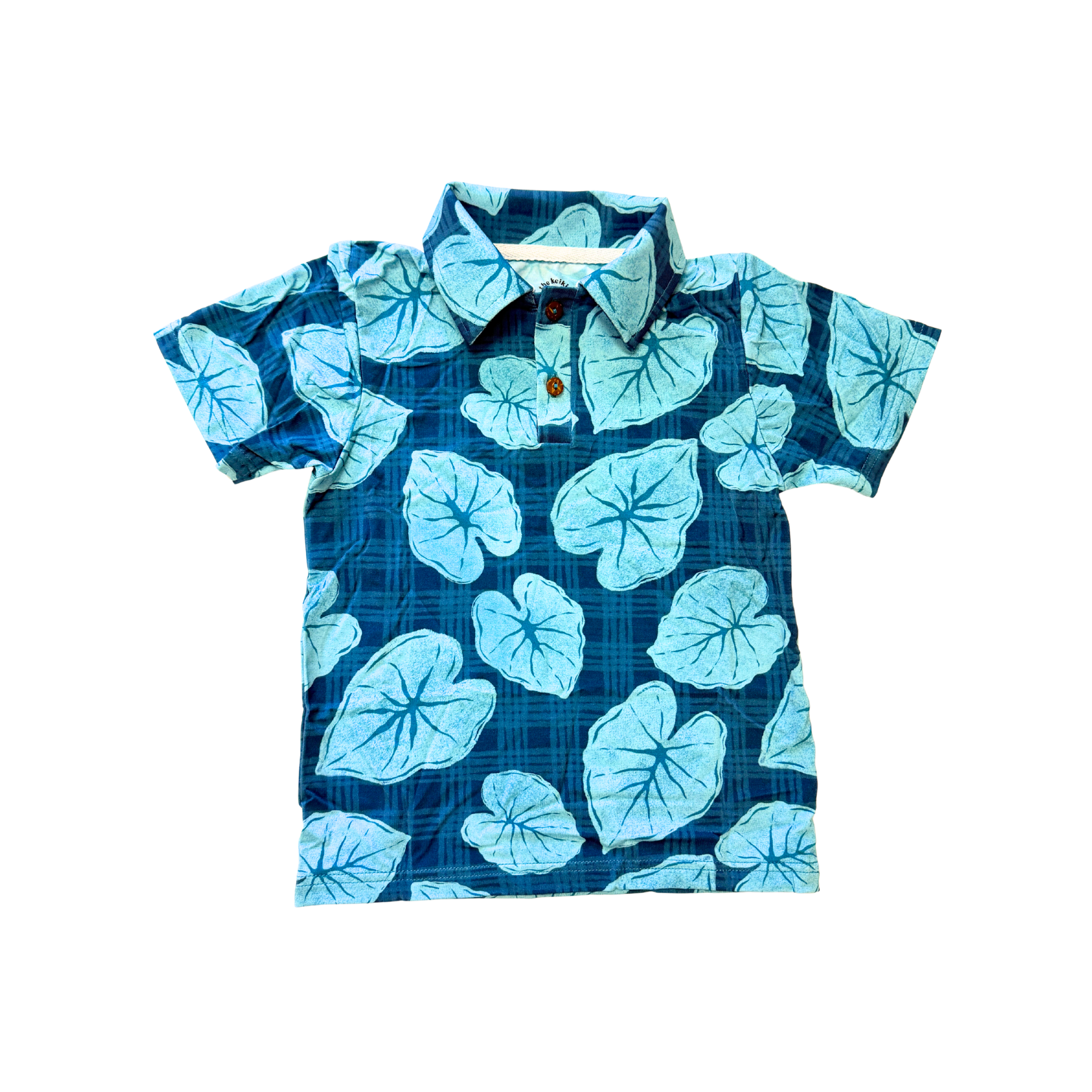 Blue Palaka Kalo Bamboo Kalei Athletic Polo