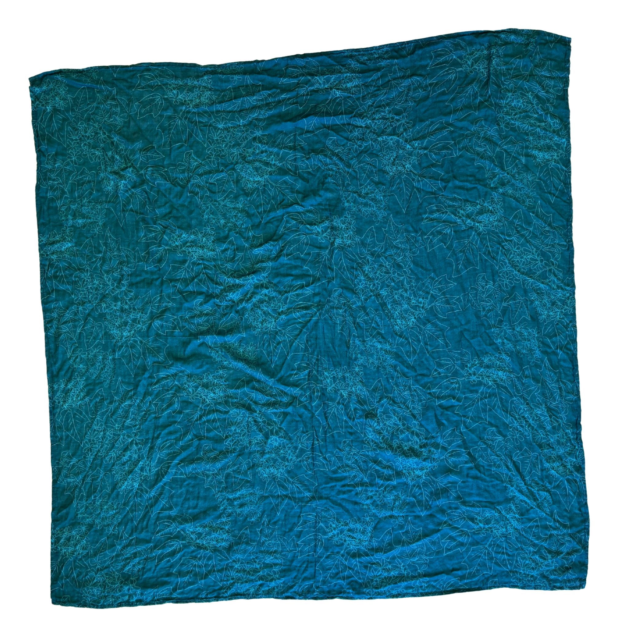 Blue Pua Kukui Bamboo Muslin Kapa Moe (Swaddle Blanket)
