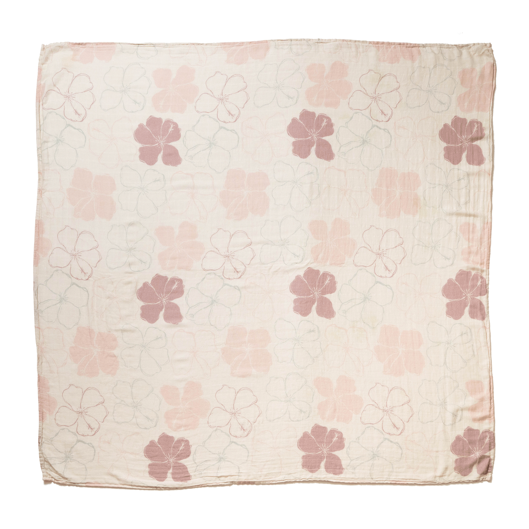 Cream Kokiʻo Hibiscus Bamboo Muslin Kapa Moe (Swaddle Blanket)