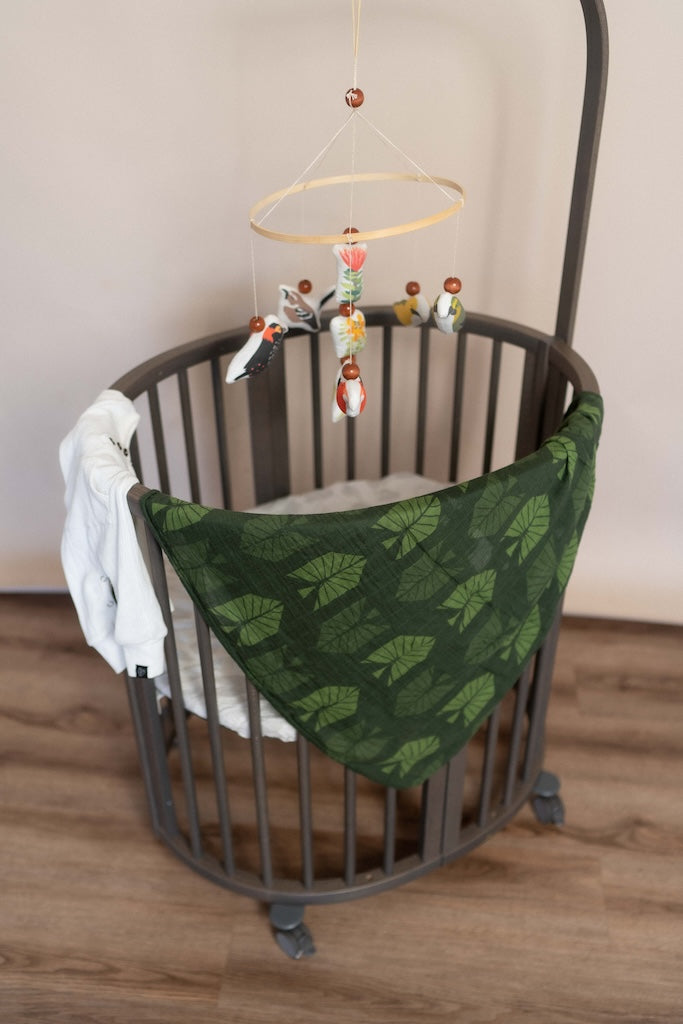 Green Keiki Kalo Kapa Moe - Hawaiian Bamboo Swaddle