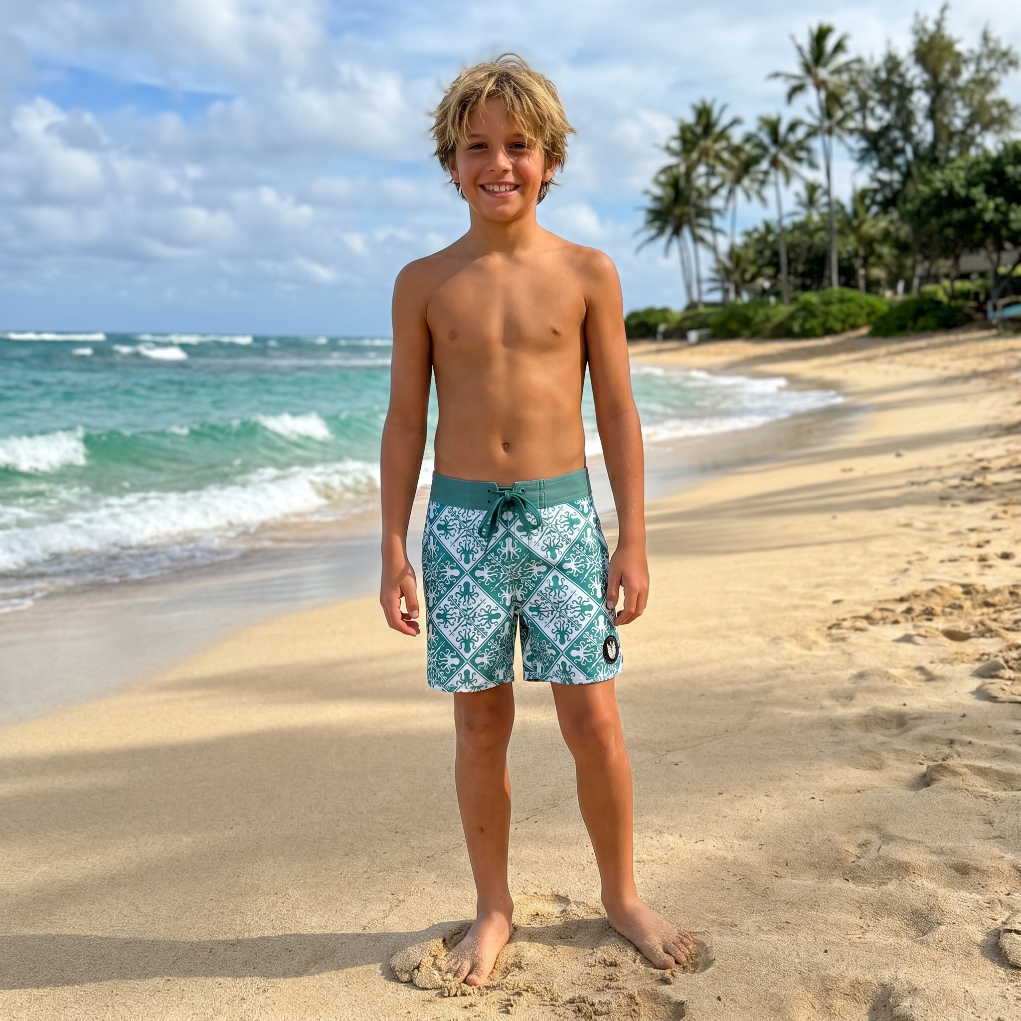 Teal Kuiki Hee 4-Way Stretch Boardshorts