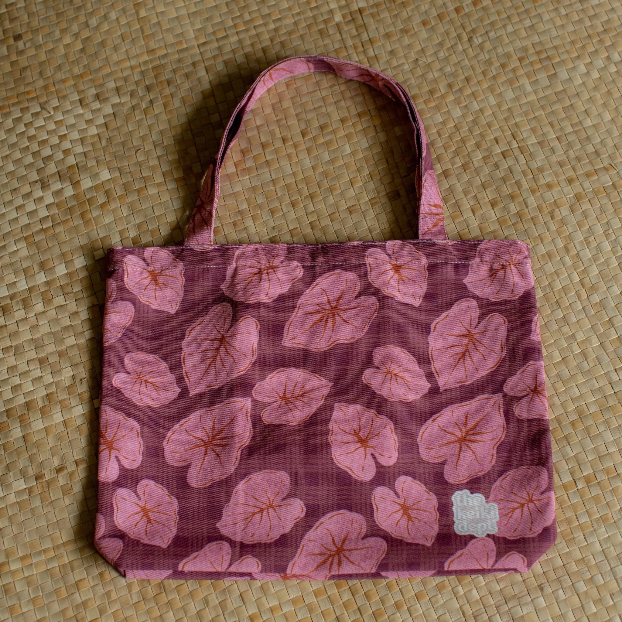 Pink Palaka Kalo Canvas Zipper Tote Bag