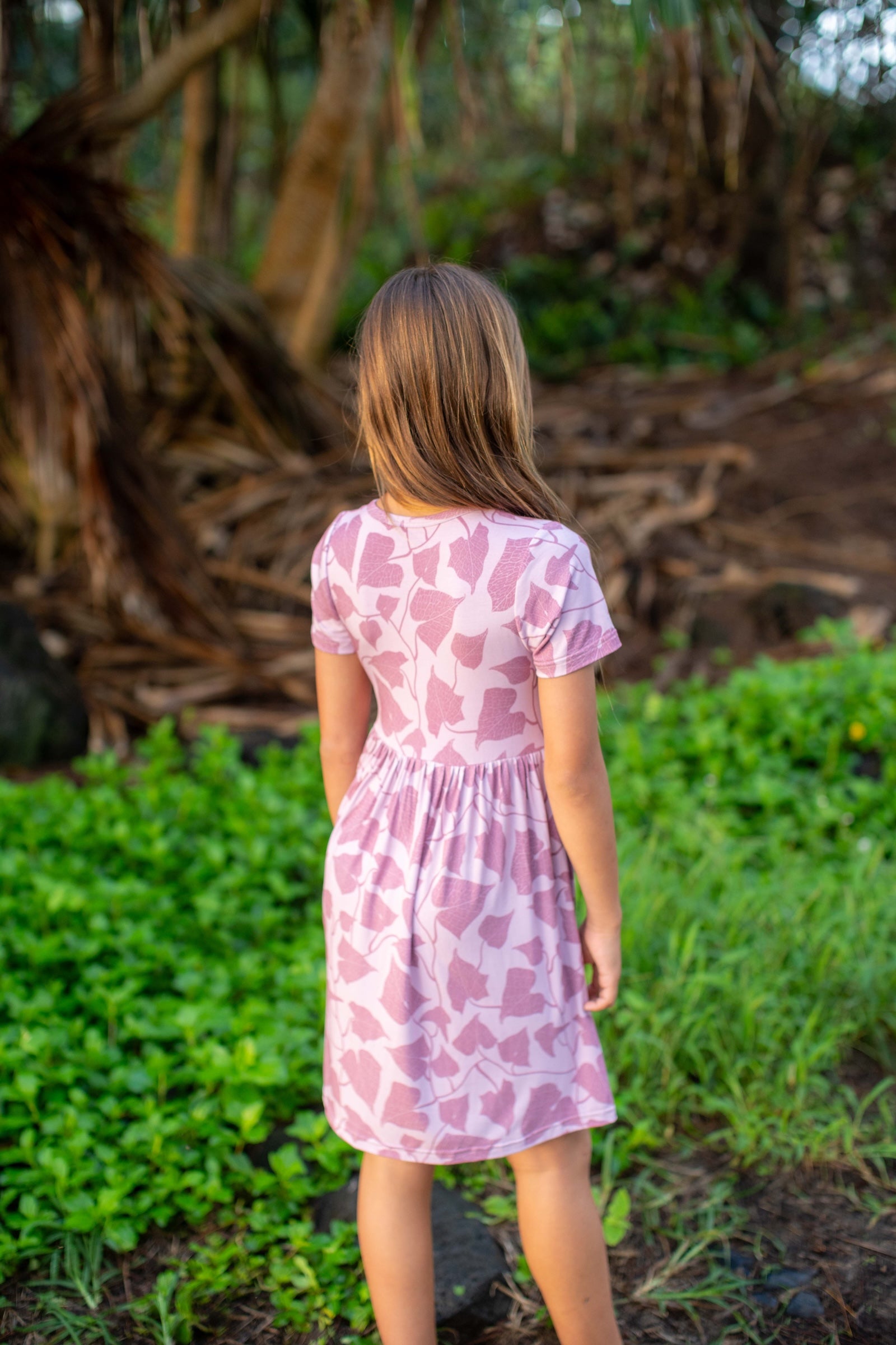 Pink Peʻahi Fern Bamboo Kaliko Dress