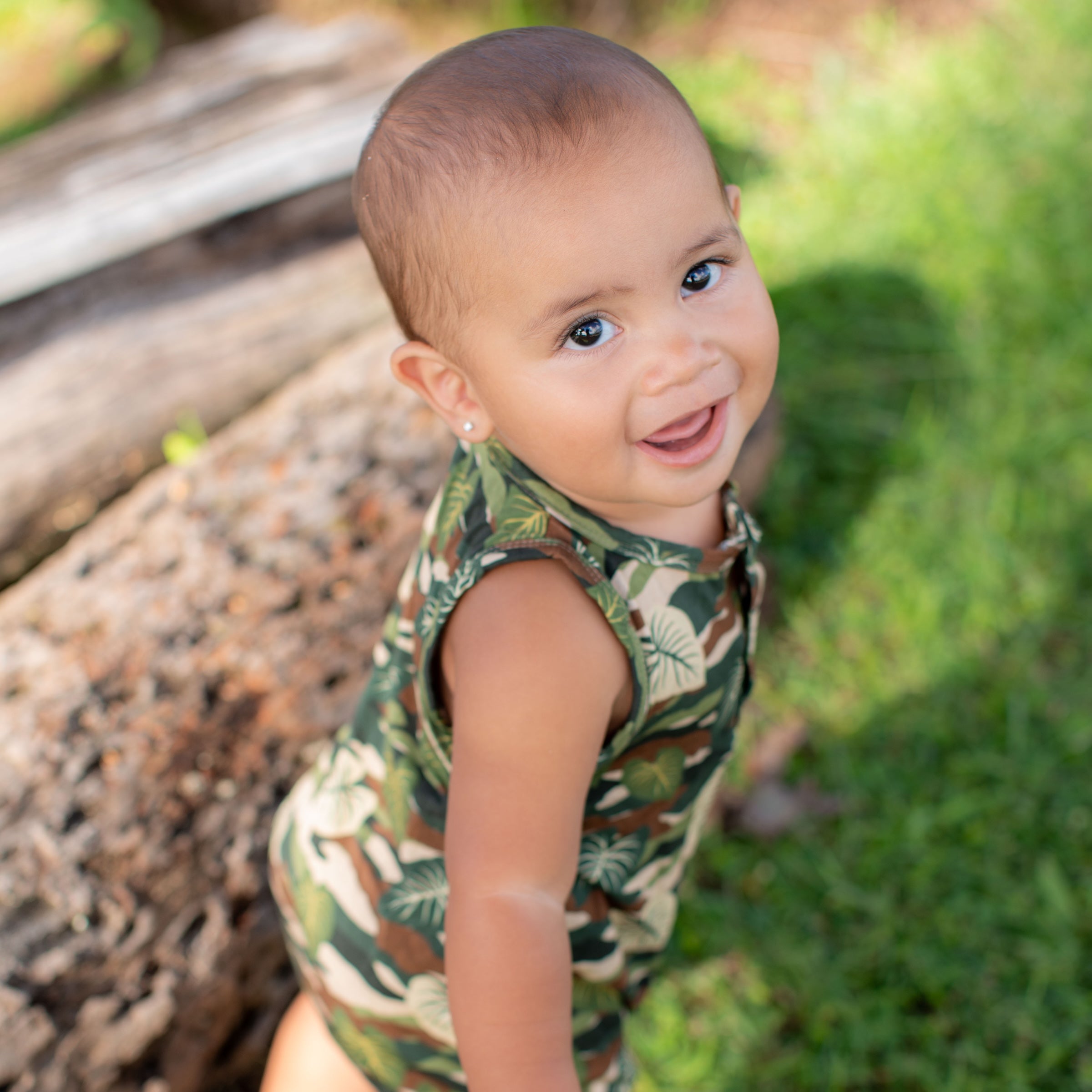 Green Camo Kalo Tank Bamboo Tank Romper
