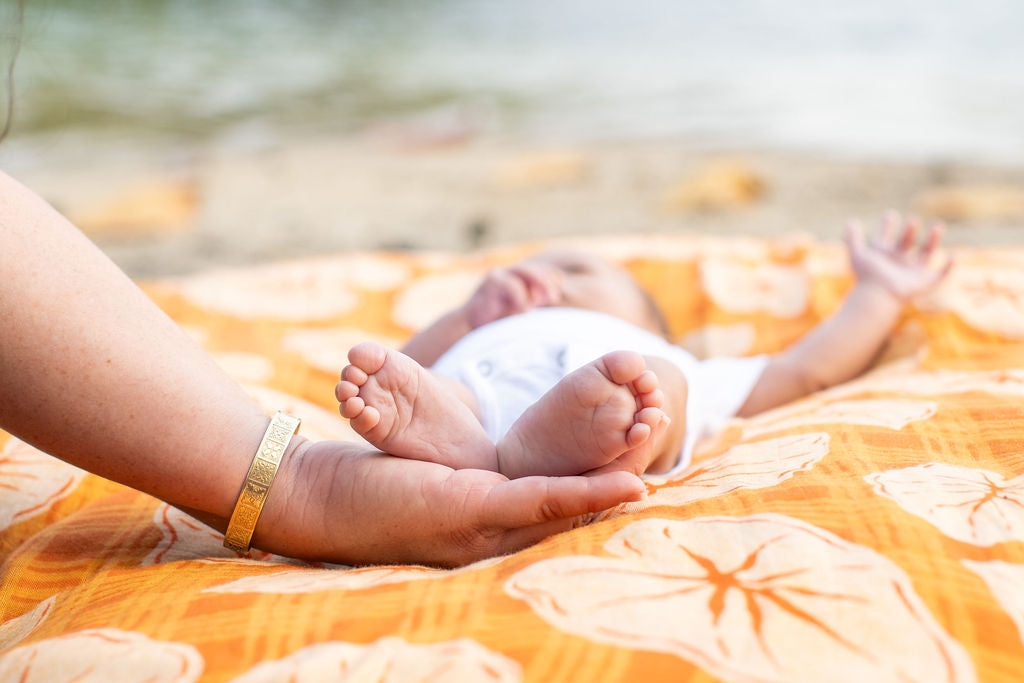 Caramel Orange Palaka Kalo Bamboo Muslin Kapa Moe (Swaddle Blanket)