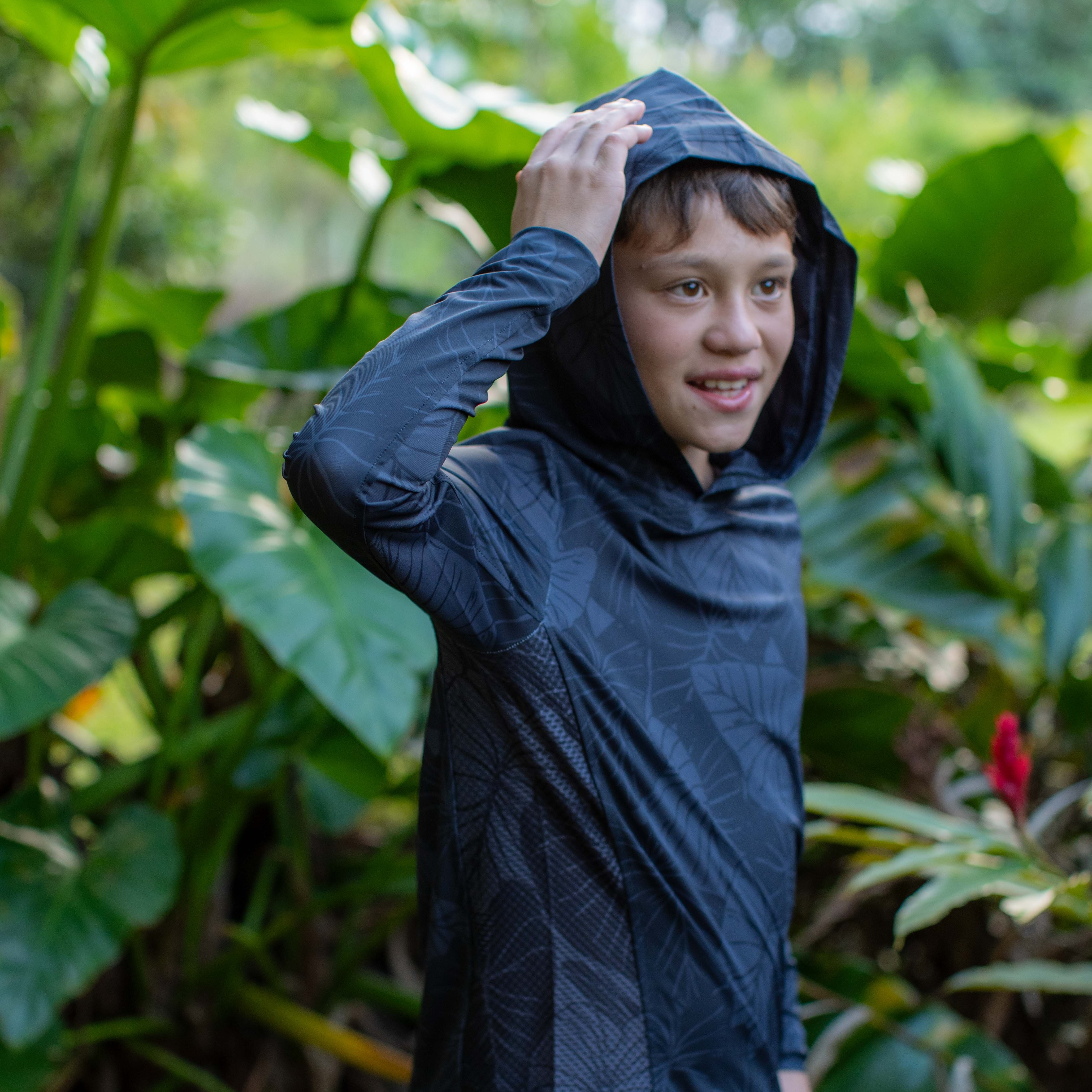 Black Loʻi Kalo Kalā Sun Hoodie (UPF 50)
