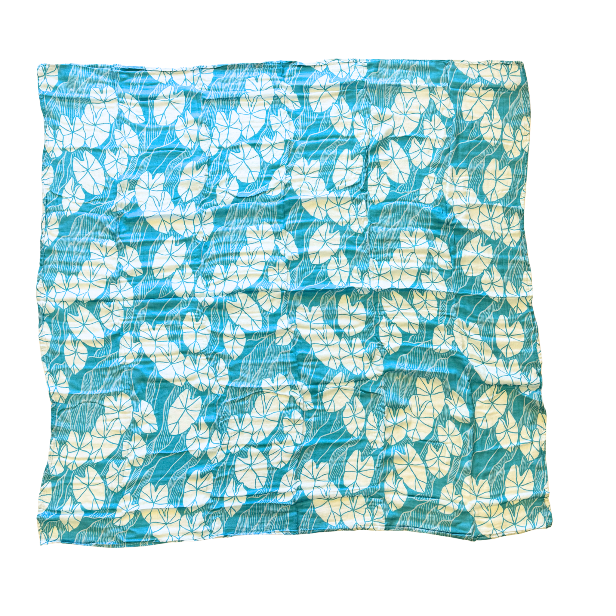 Blue Mauka Kalo Bamboo Muslin Kapa Moe (Swaddle Blanket)