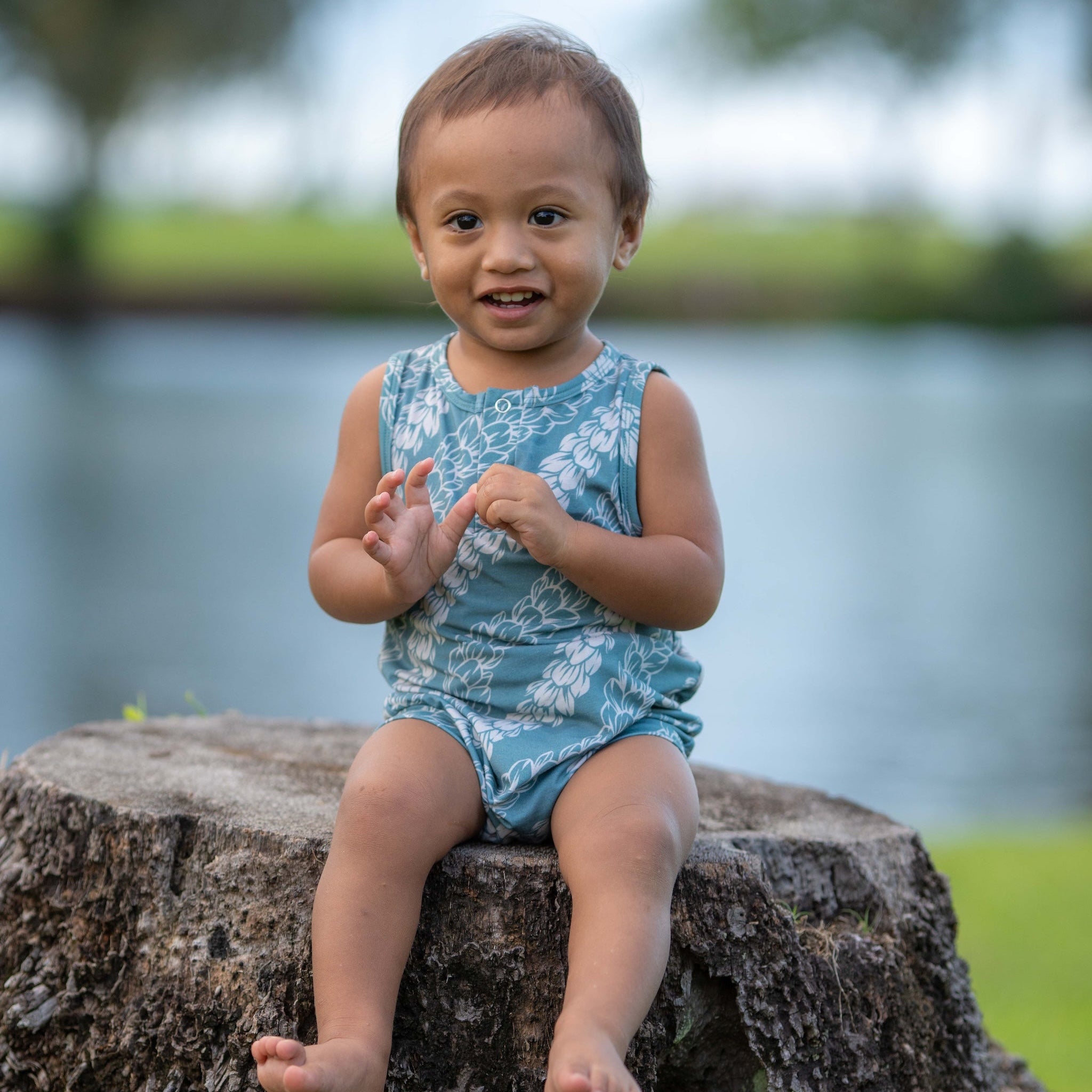 Blue Pakalana Strands Tank Bamboo Tank Romper