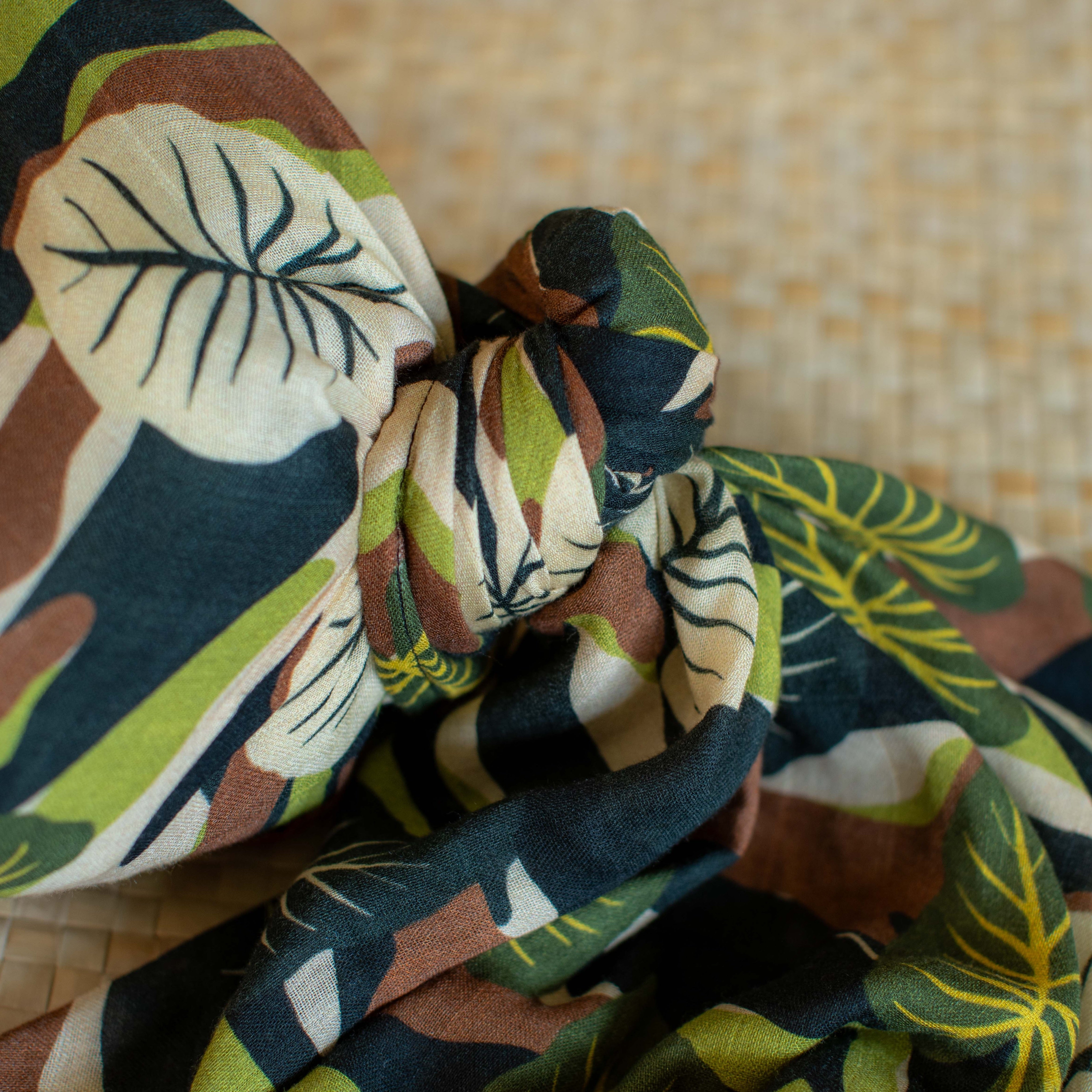 Green Camo Kalo Kapa Moe - Hawaiian Bamboo Swaddle