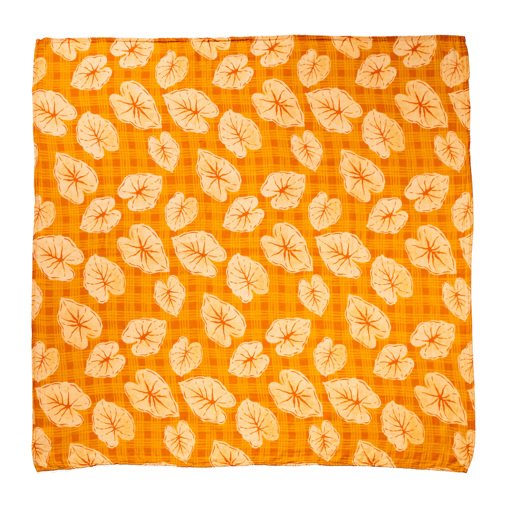 Caramel Orange Palaka Kalo Bamboo Muslin Kapa Moe (Swaddle Blanket)