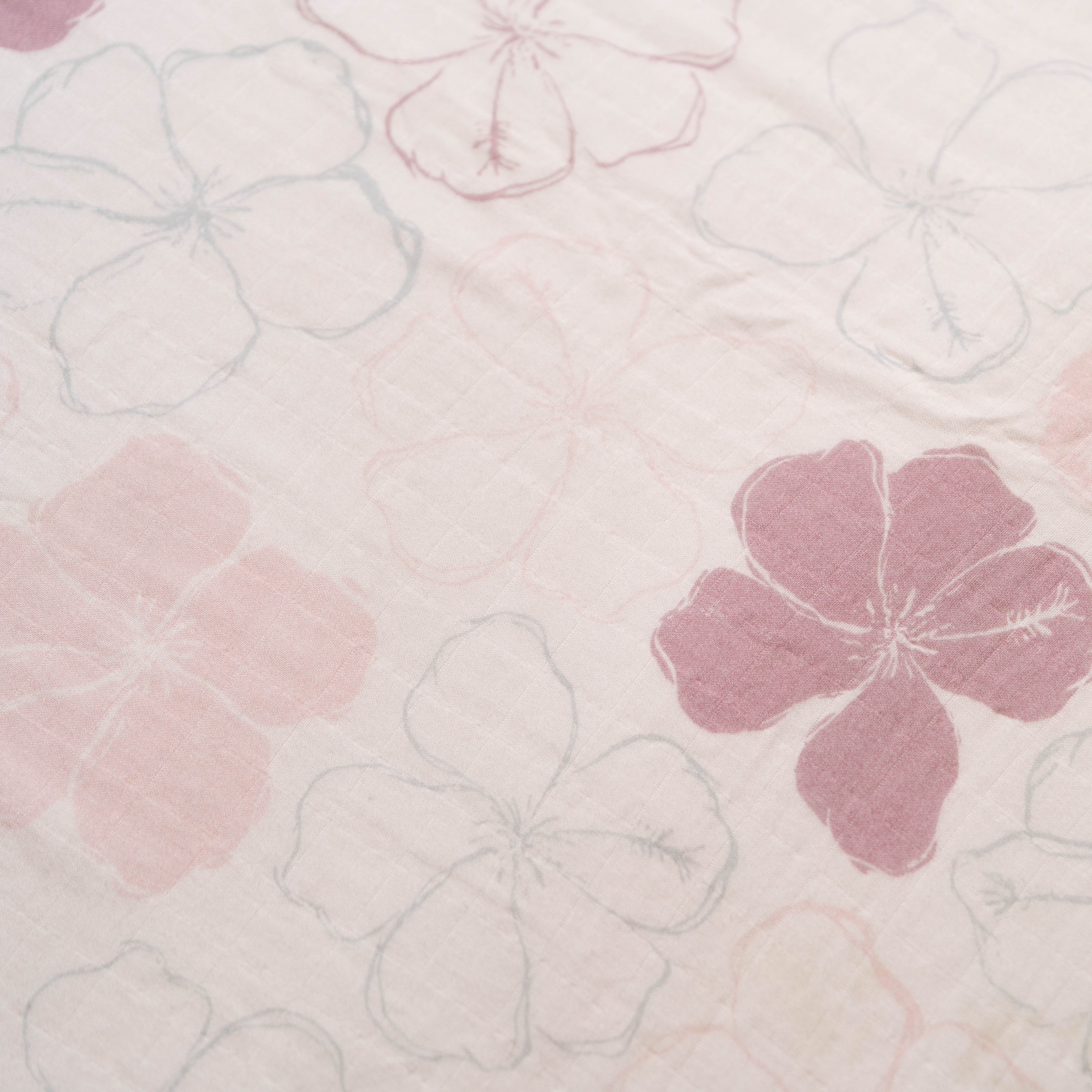 Cream Kokiʻo Hibiscus Bamboo Muslin Kapa Moe (Swaddle Blanket)