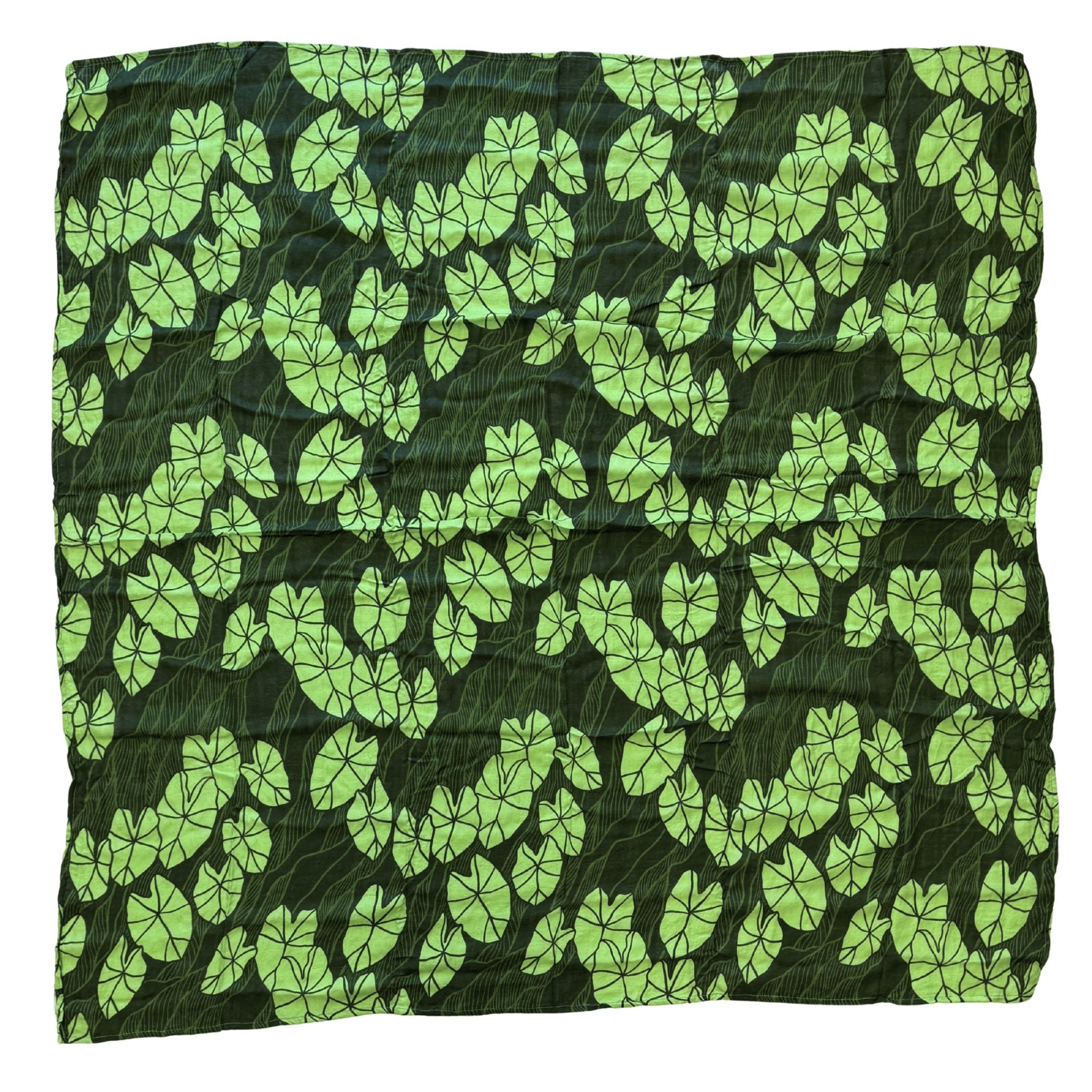 Green Mauka Kalo Bamboo Muslin Kapa Moe (Swaddle Blanket)