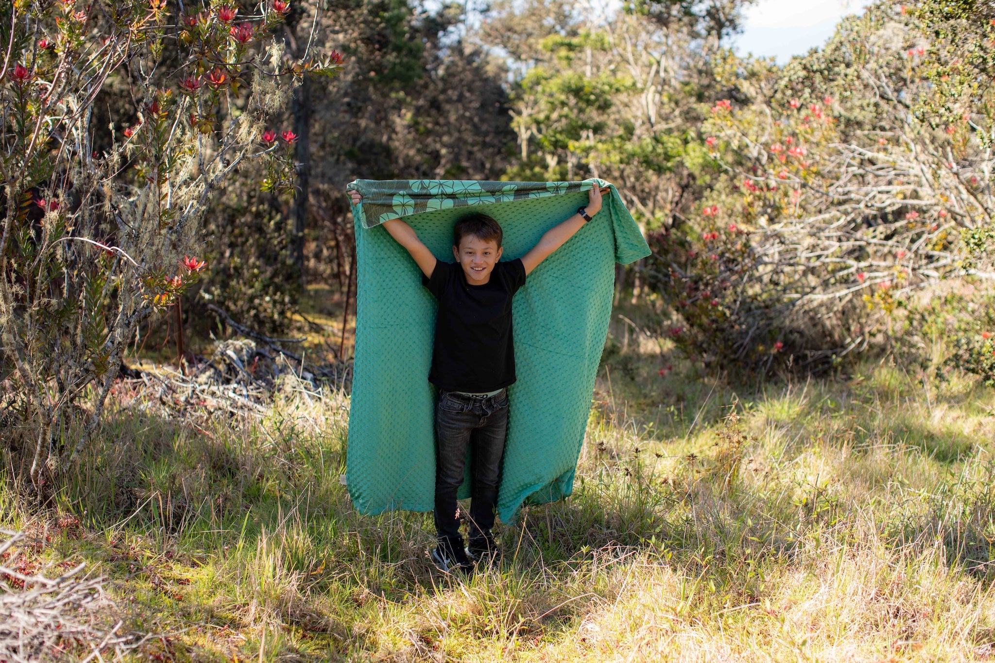 Green Mauka Kalo Minky Blanket