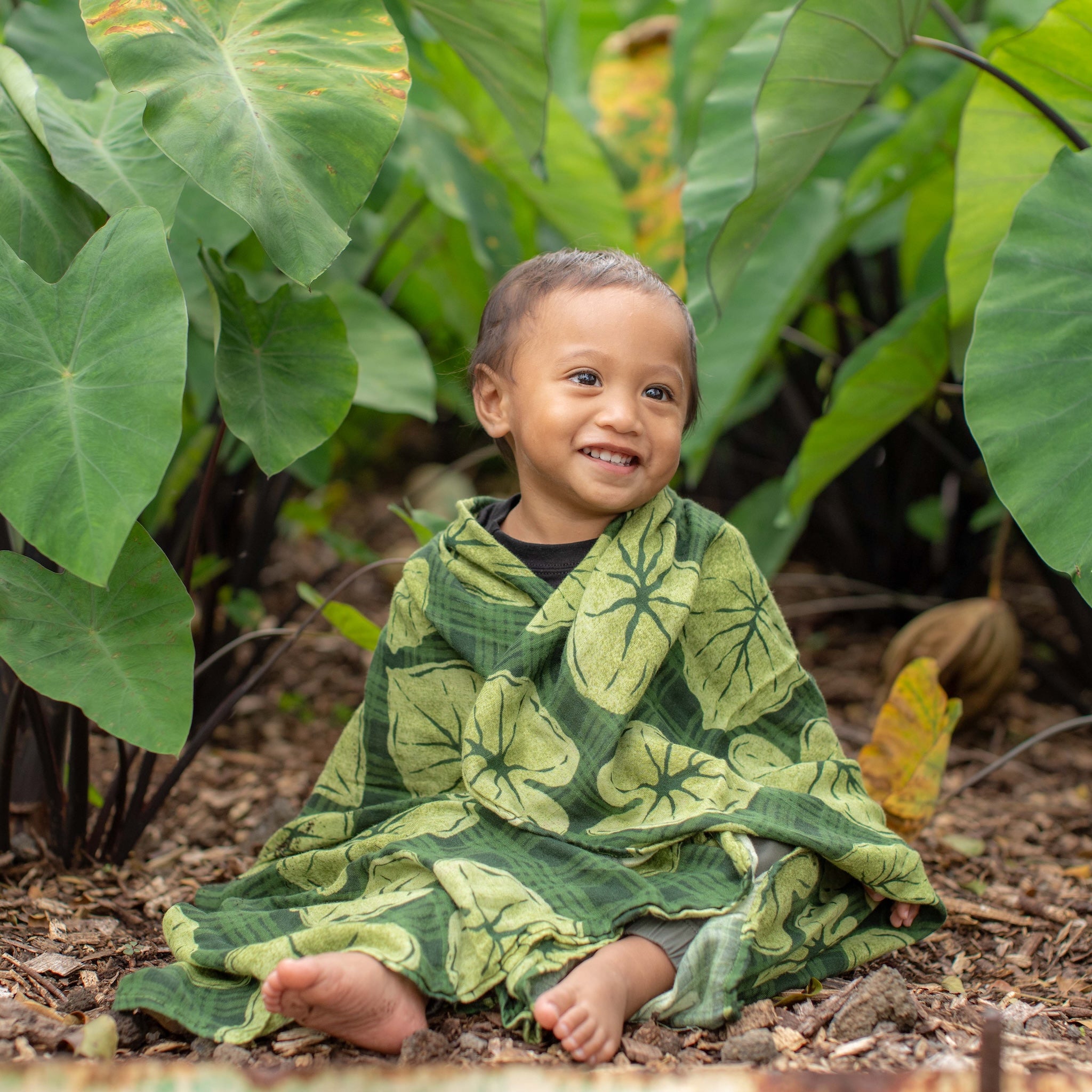 Green Palaka Kalo Kapa Moe - Hawaiian Bamboo Swaddle