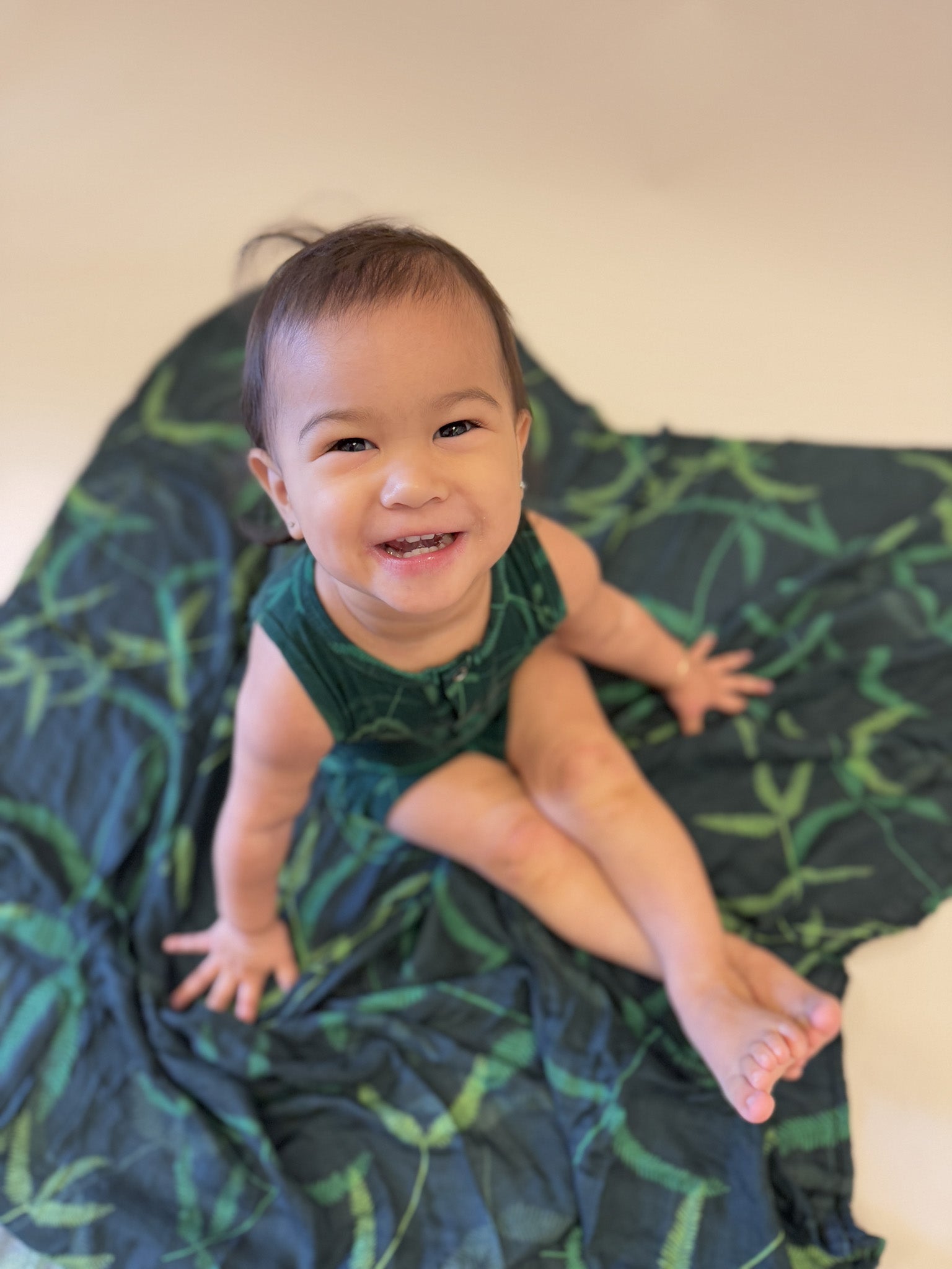 Green Uluhe Bamboo Tank Romper