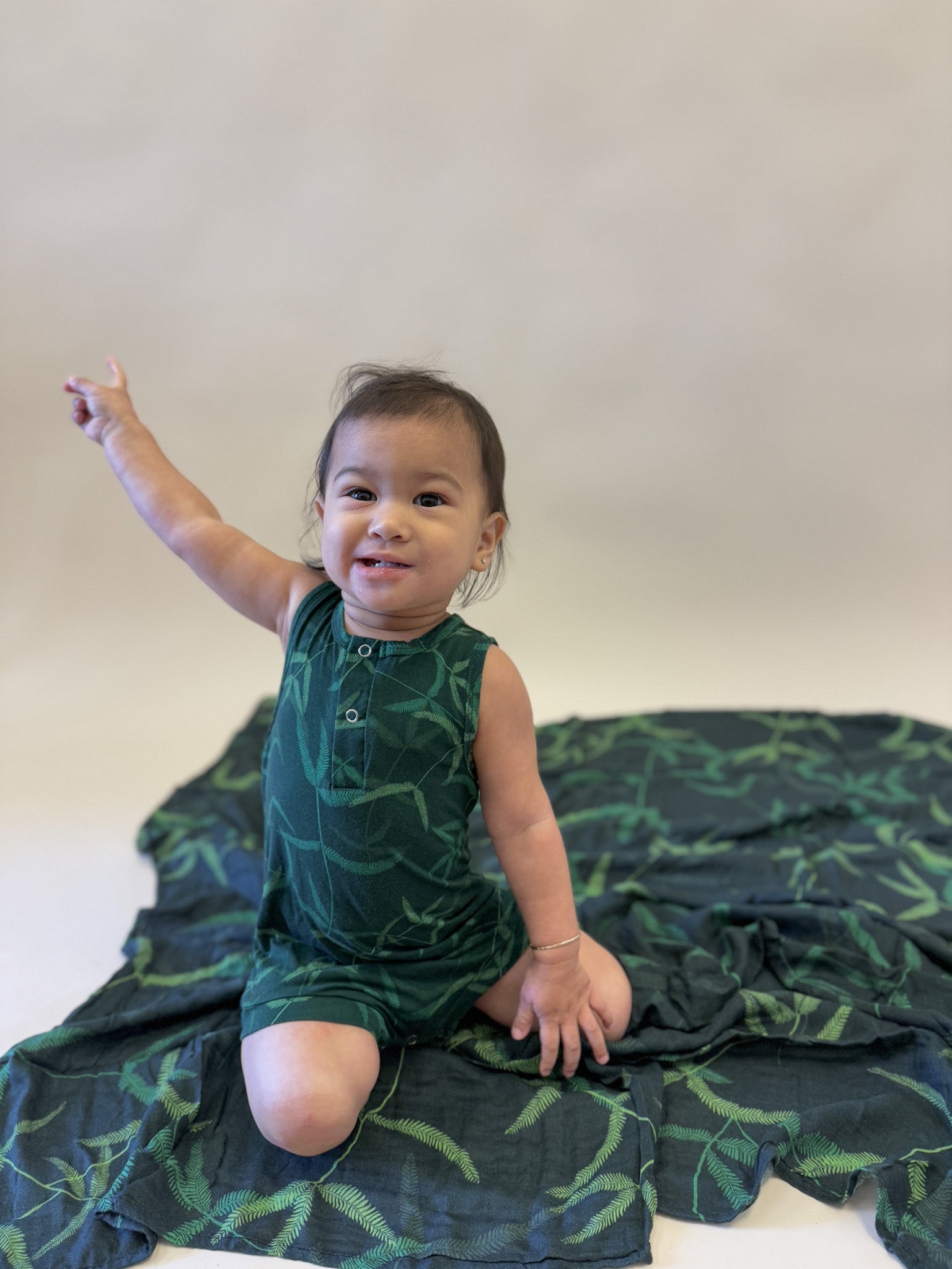 Green Uluhe Bamboo Tank Romper