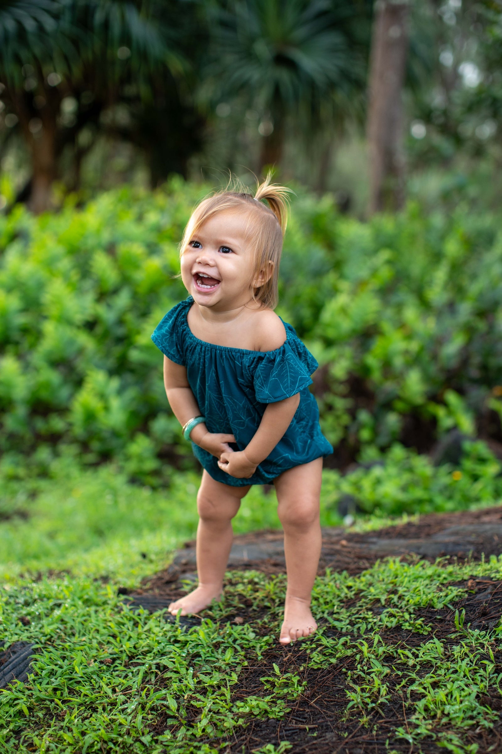 Blue Pua Kukui Flutter Romper