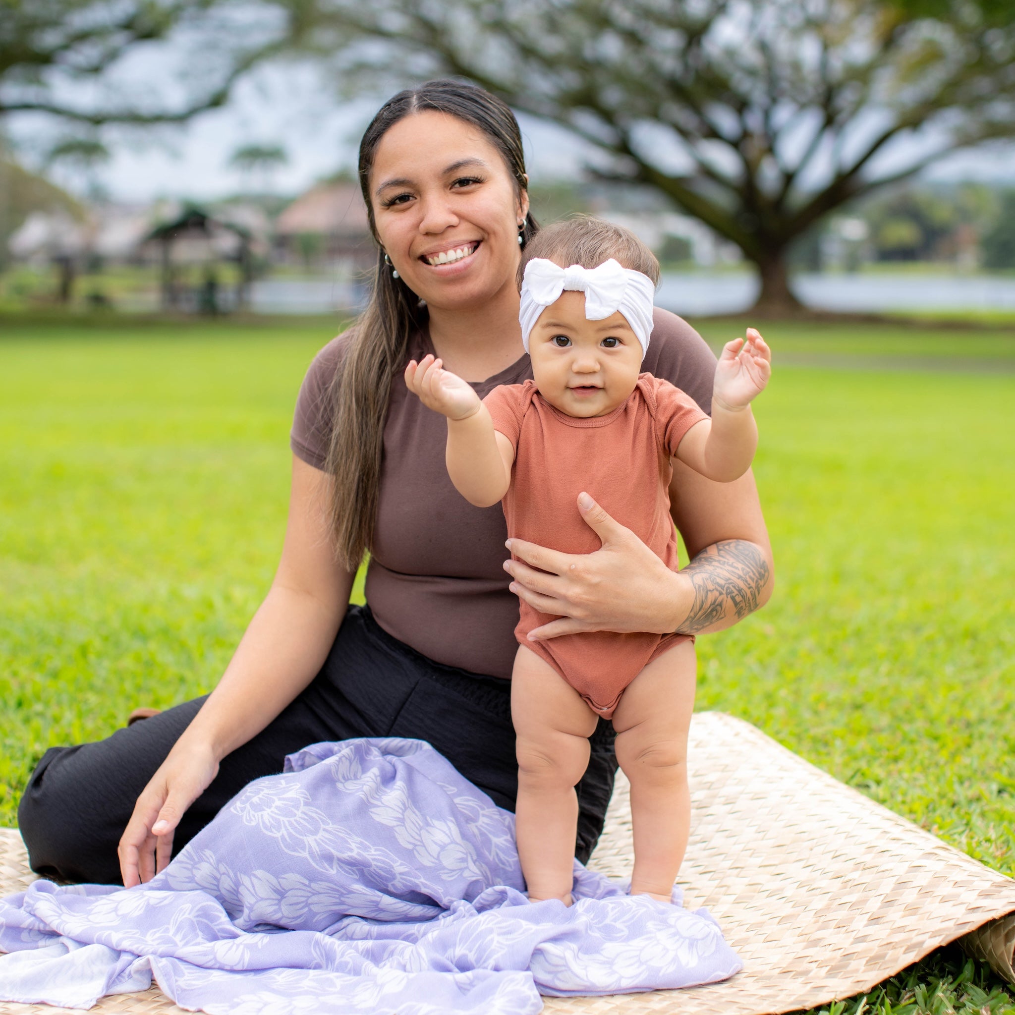 Purple Pakalana Strands Kapa Moe - Hawaiian Bamboo Swaddle