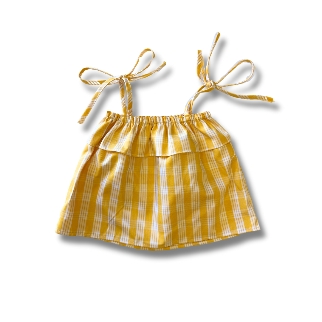ʻIlima Made in Hawaii Palaka Ruffle Tie Top