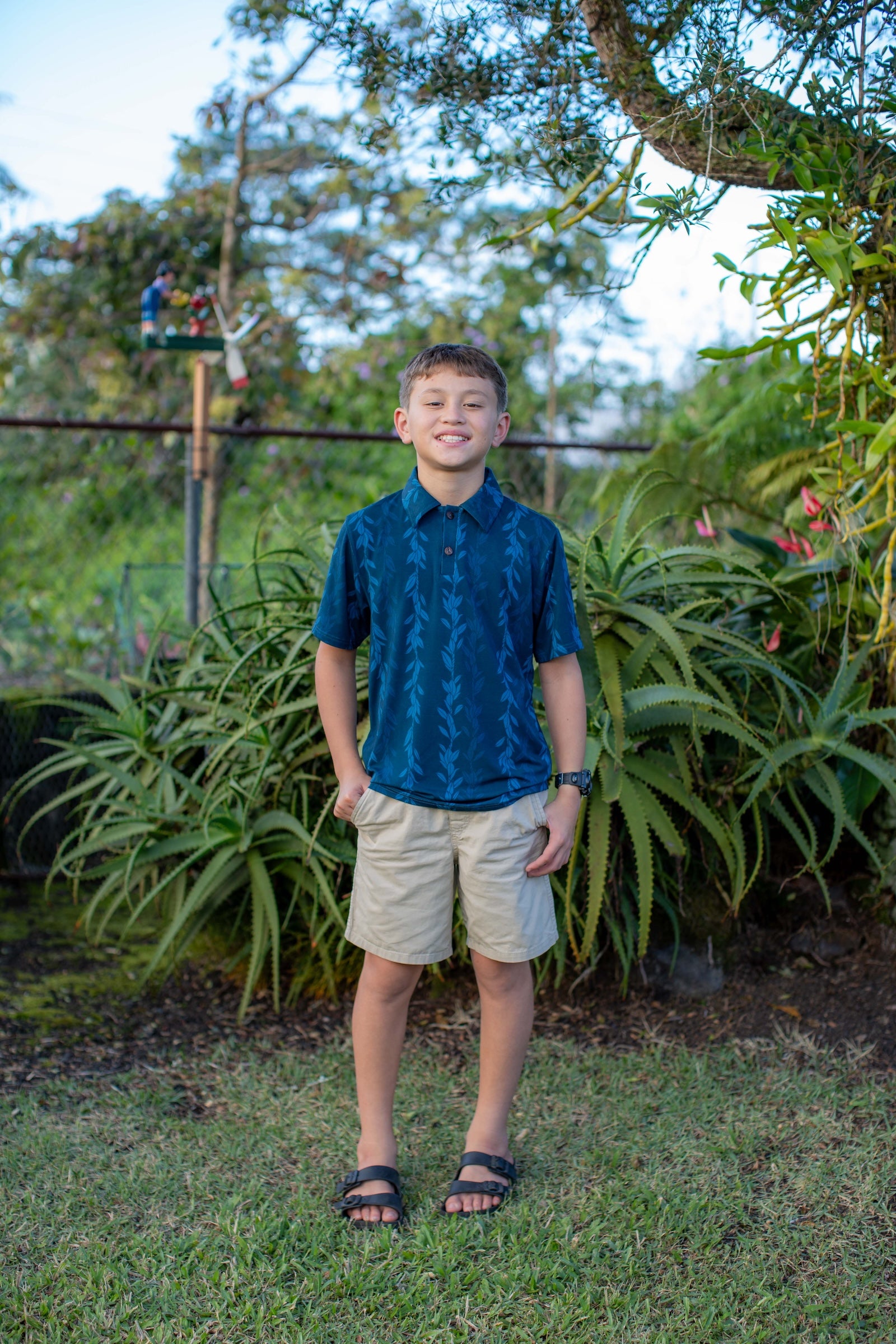 Blue Maile Strands Bamboo Kalei Athletic Polo