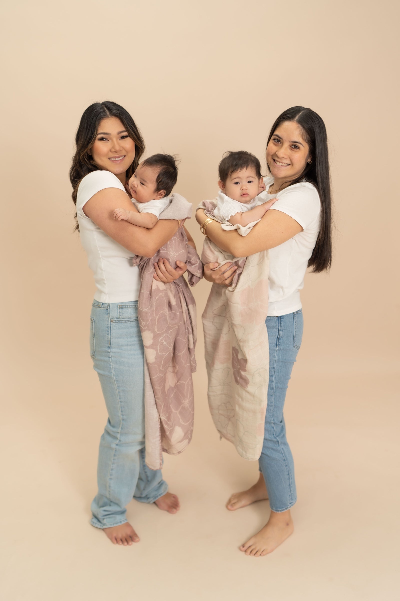 Cream Kokiʻo Hibiscus Bamboo Muslin Kapa Moe (Swaddle Blanket)