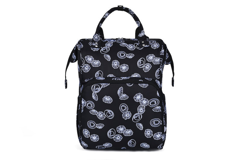 Black Opihi Shells Diaper Bag Backpack