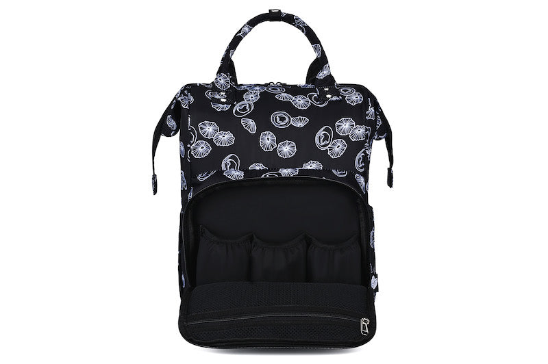 Black Opihi Shells Diaper Bag Backpack