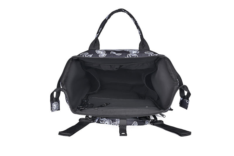 Black Opihi Shells Diaper Bag Backpack