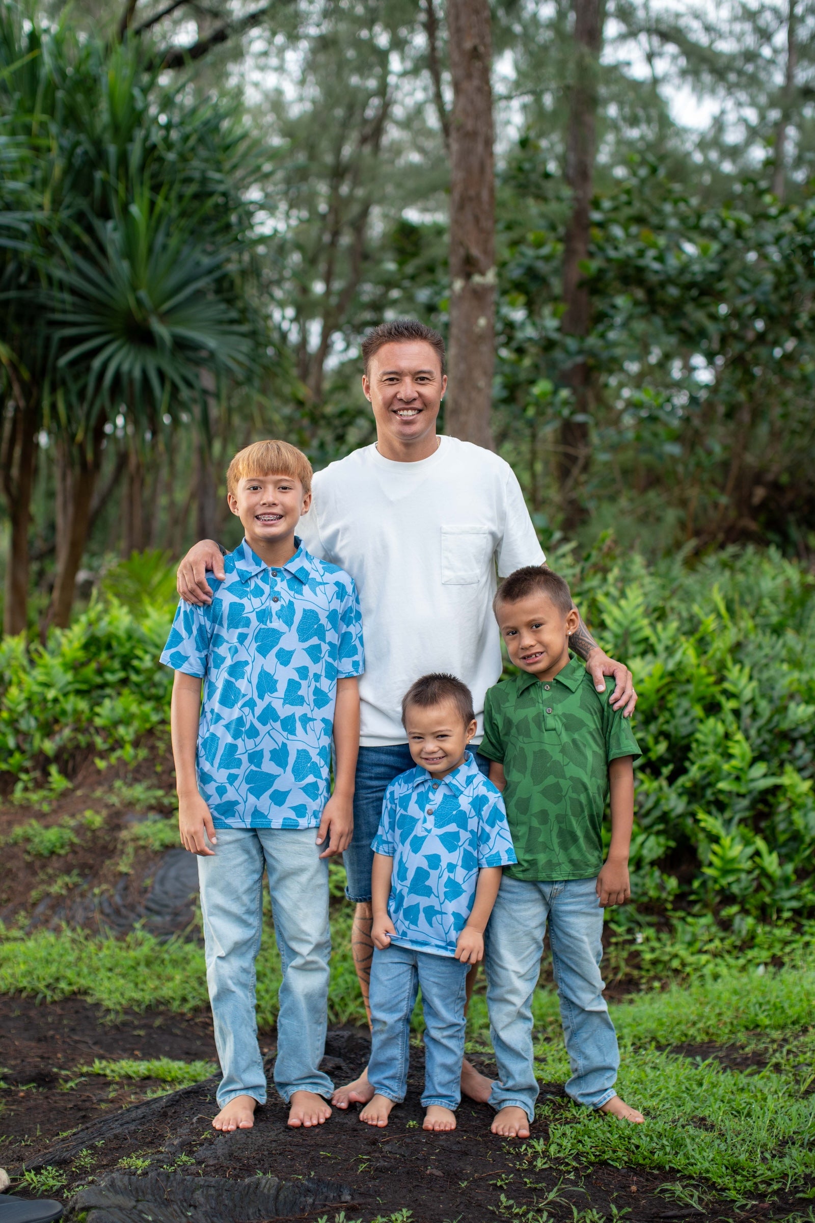 Green Peʻahi Fern Bamboo Kalei Athletic Polo