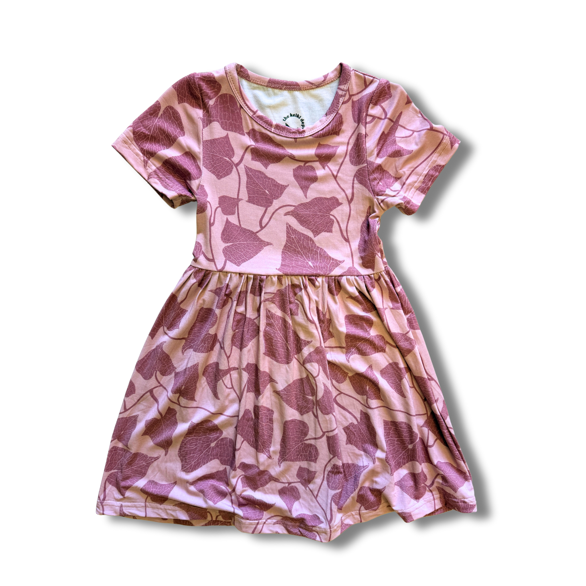 Pink Peʻahi Fern Bamboo Kaliko Dress