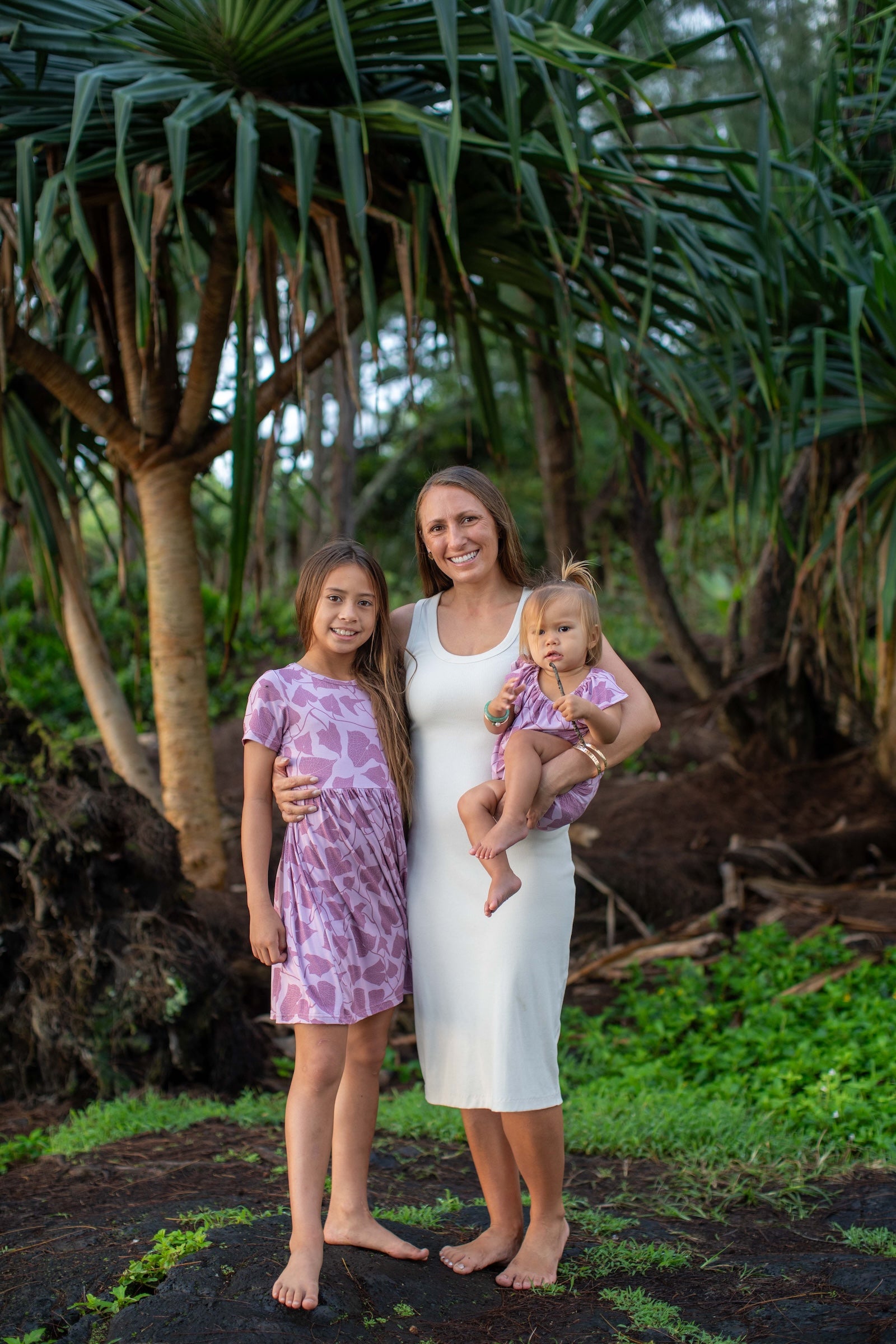 Pink Peʻahi Fern Bamboo Kaliko Dress