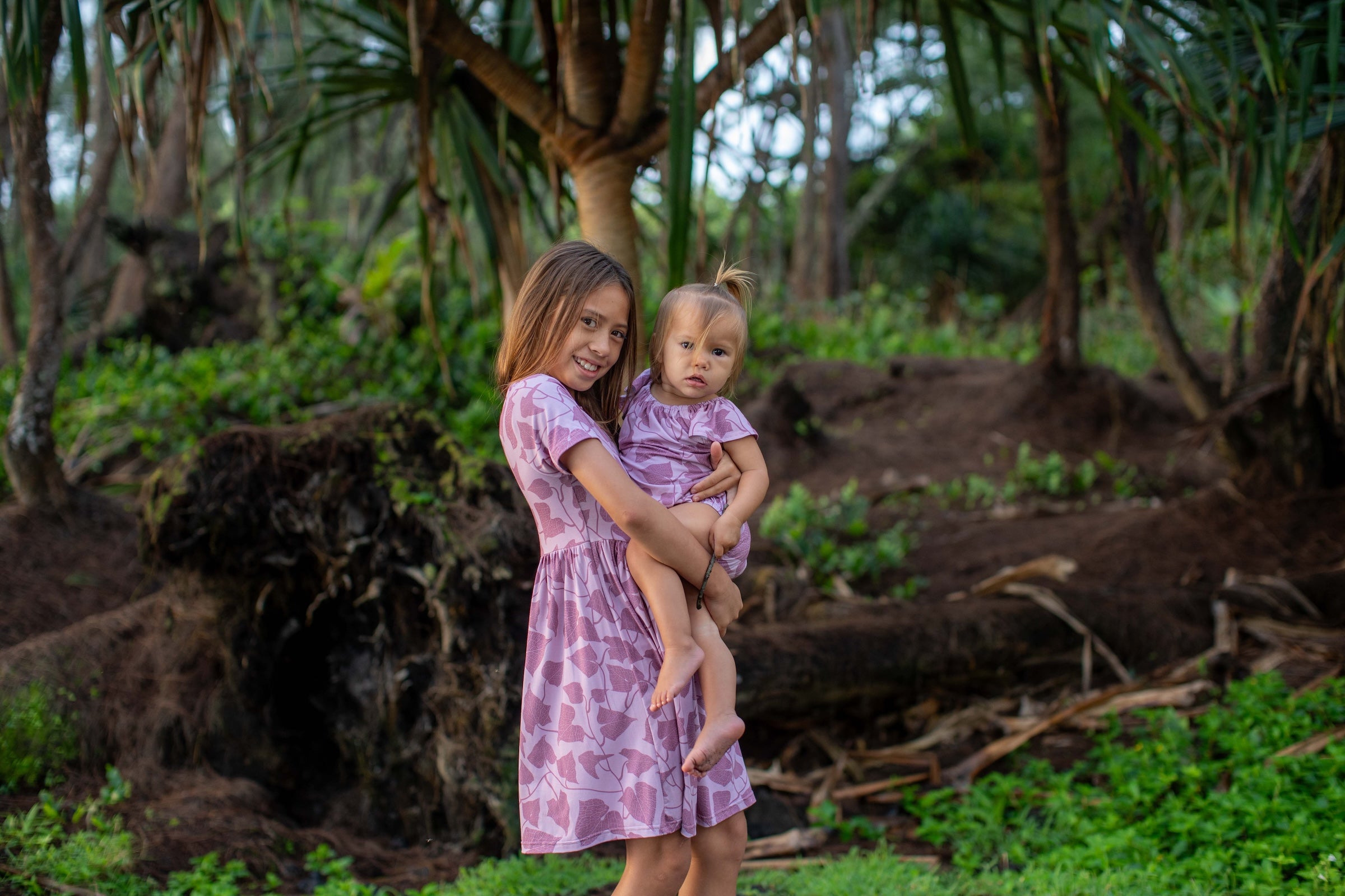 Pink Peʻahi Fern Bamboo Kaliko Dress