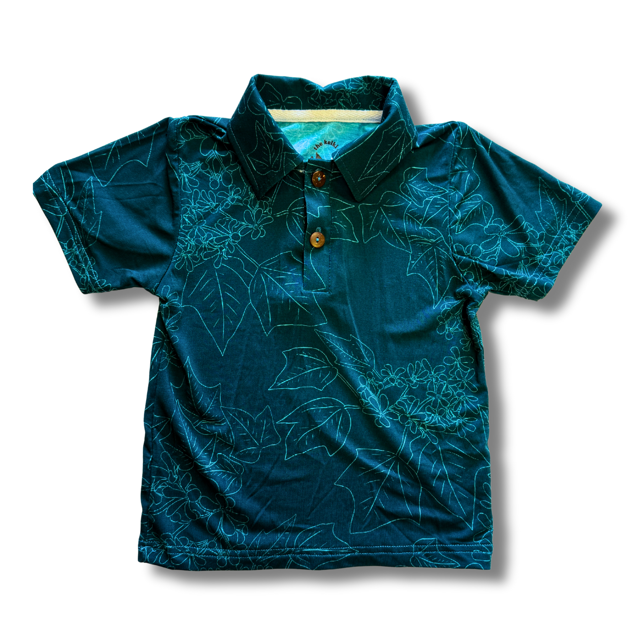 Dark Blue Pua Kukui Bamboo Kalei Athletic Polo