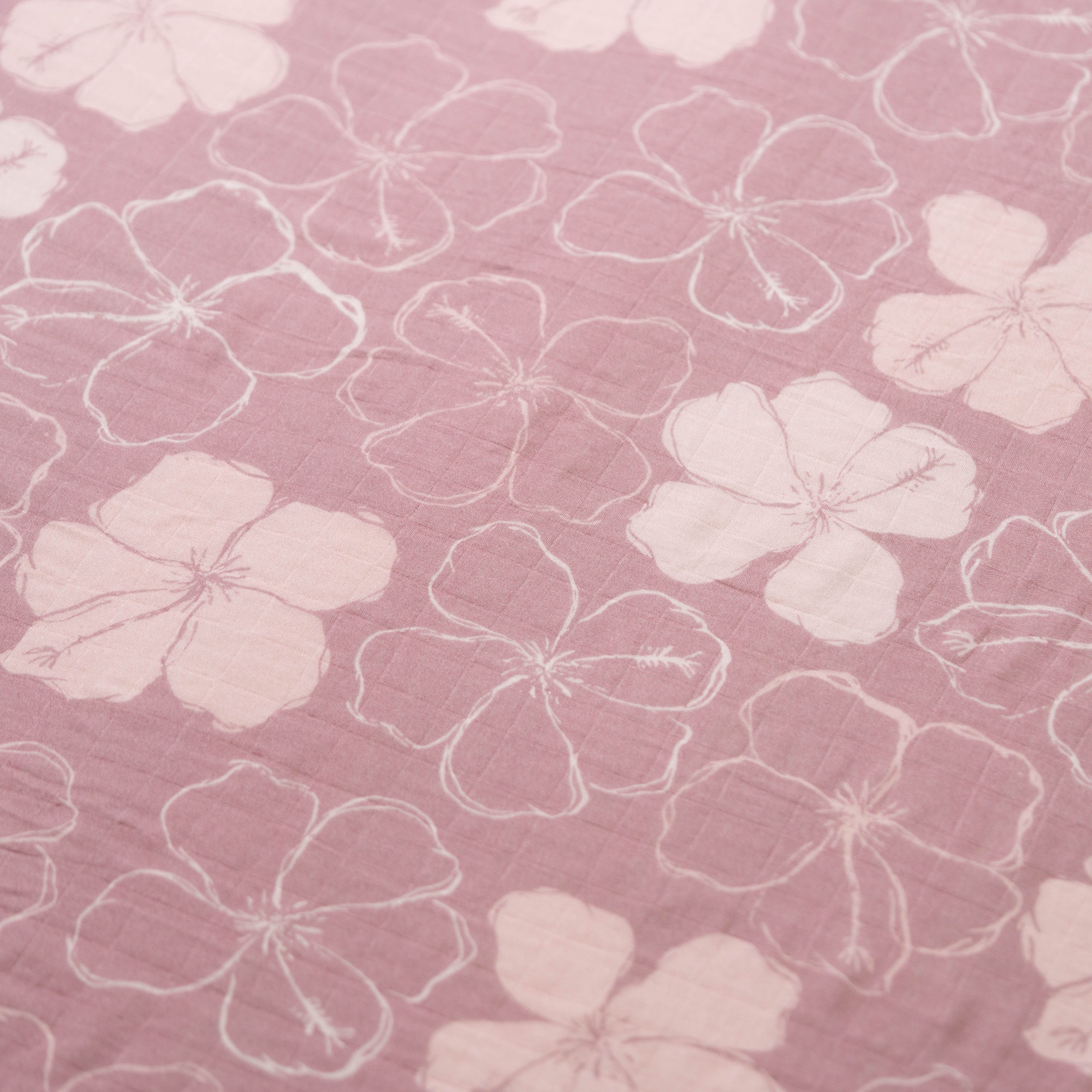 Purple Kokiʻo Hibiscus Bamboo Muslin Kapa Moe (Swaddle Blanket)