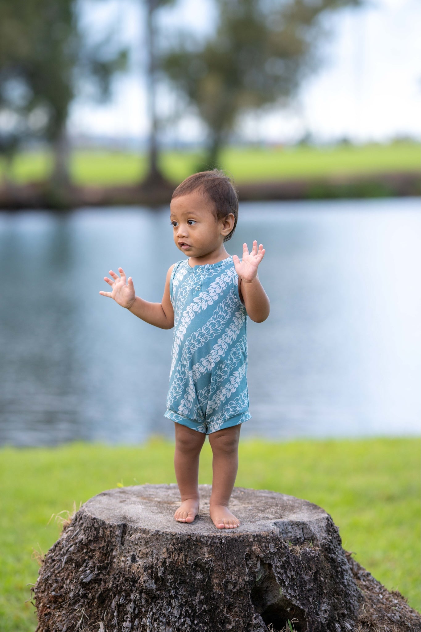 Blue Pakalana Strands Tank Bamboo Tank Romper