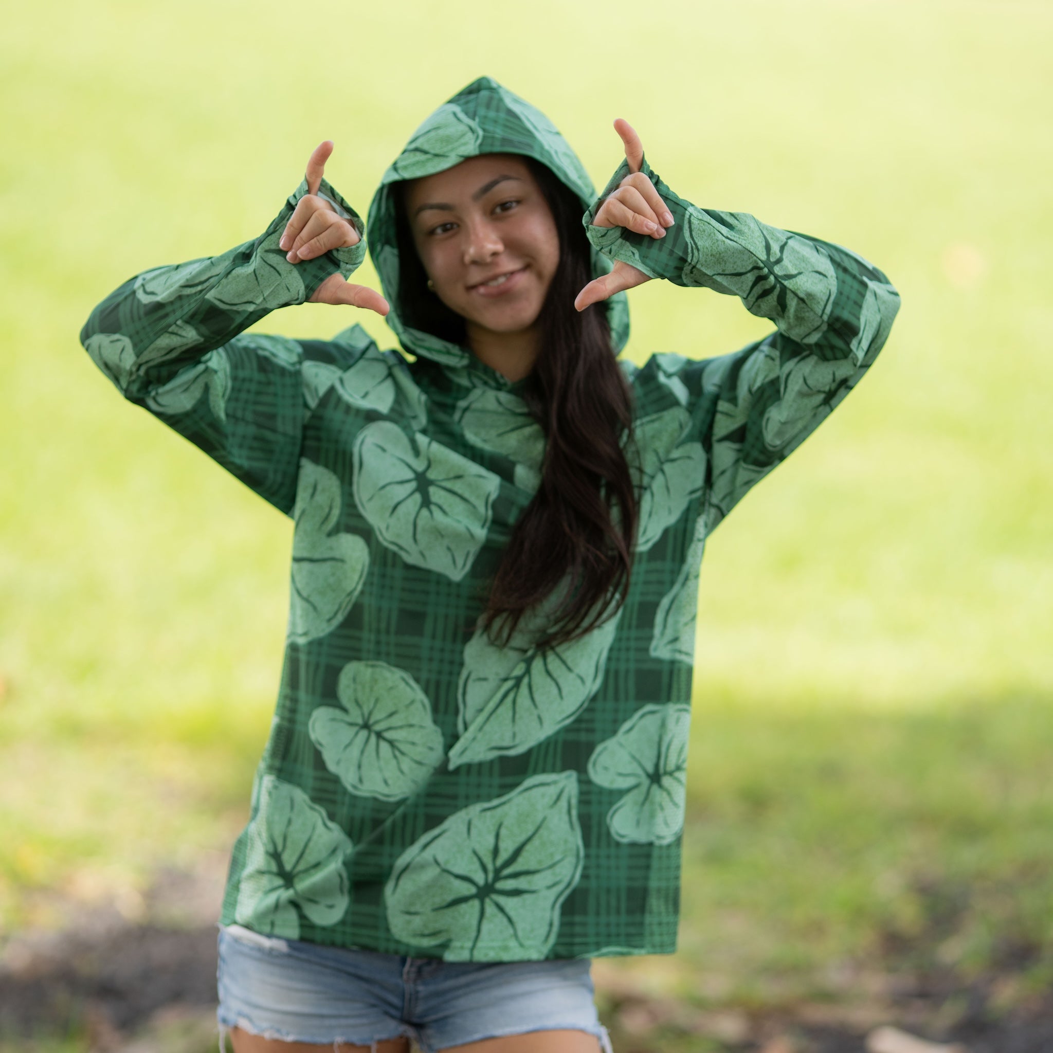 Green Palaka Kalo UPF 50 Kalā Sun Hoodie (UPF 50)