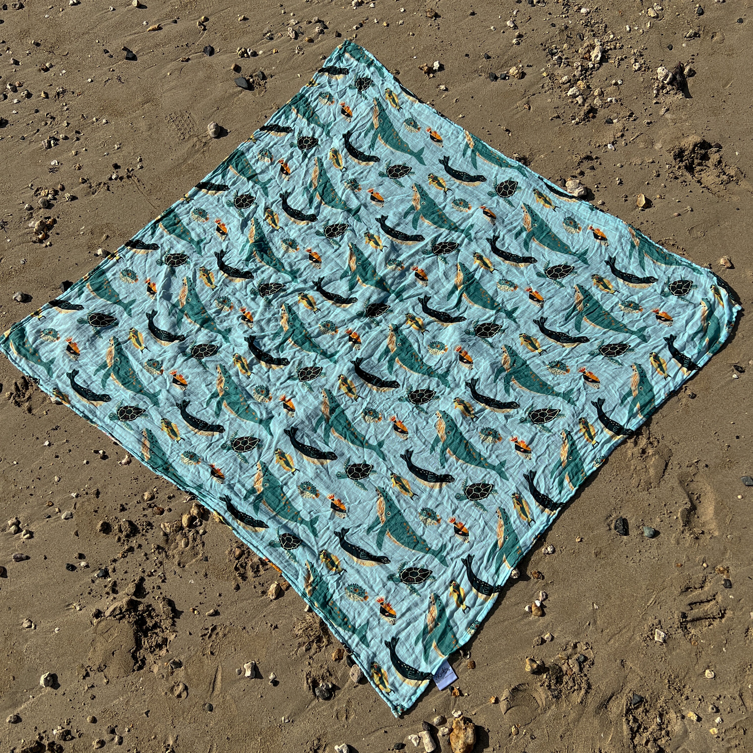 Ocean Friends Bamboo Muslin Kapa Moe (Swaddle Blanket)
